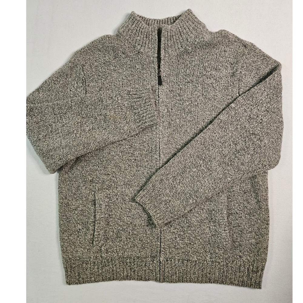 Vintage L.L.Bean 100% Lambswool Quarter Zip Sweater Men's XL Gray Marled Mock - Picture 2 of 7